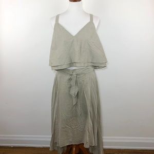 Free People Tan Cotton Co-ord Set, sz Large